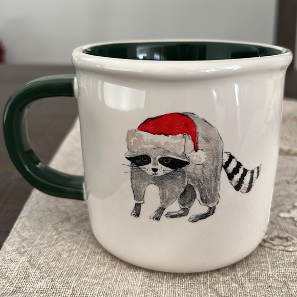 Rae Dunn Bah Humbug Coffee Mug Raccoon Green Short - Picture 3 of 5